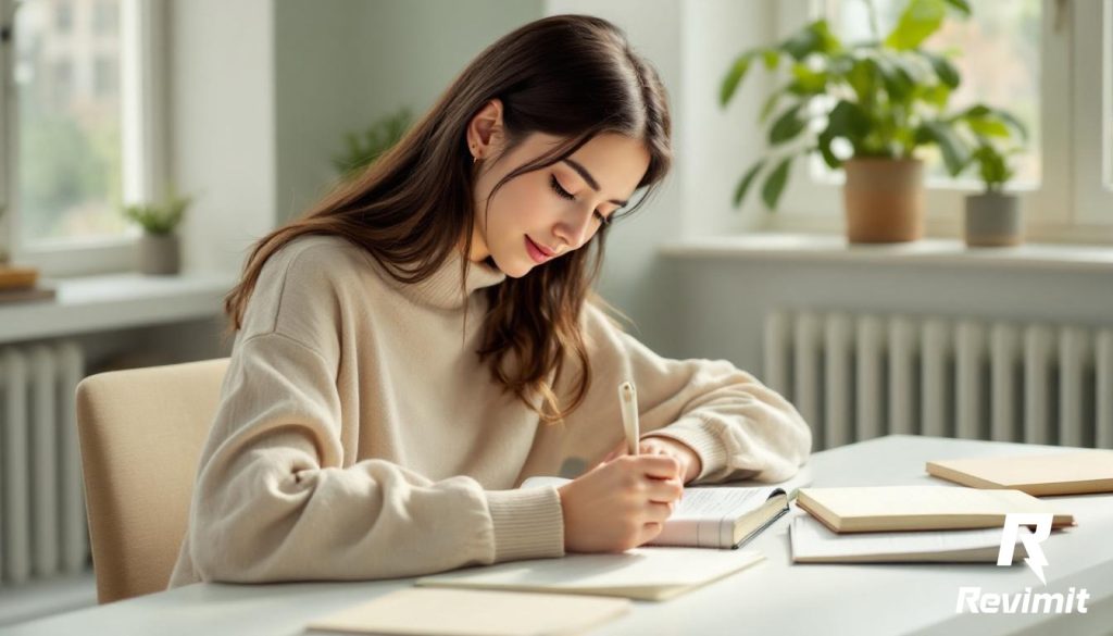 Student studying with REVIMIT caffeine pouch — Your healthy Energizer